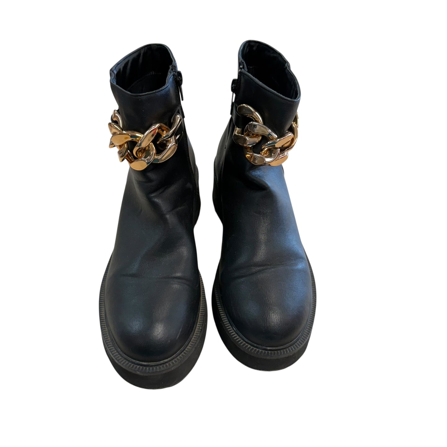 BAMBOO CHUNKY BOOTS W CHAINLINKS 100 SZ 9