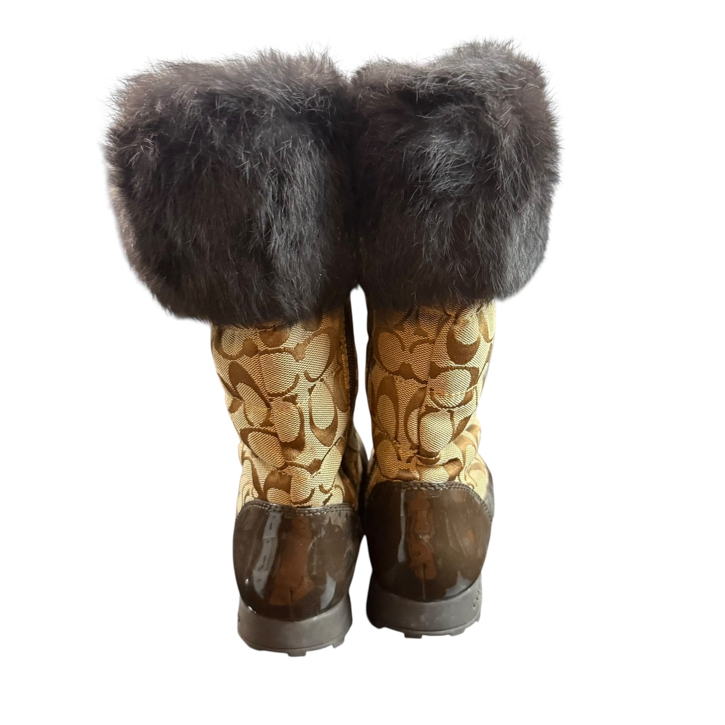 COACH JOYOUS SIGNATURE WINTER BOOTS BROWN SZ 7.5