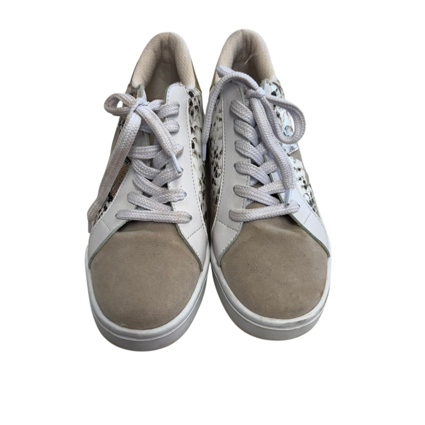 PINK LILY WHITE SNAKESKIN SNEAKERS 100 SZ 8