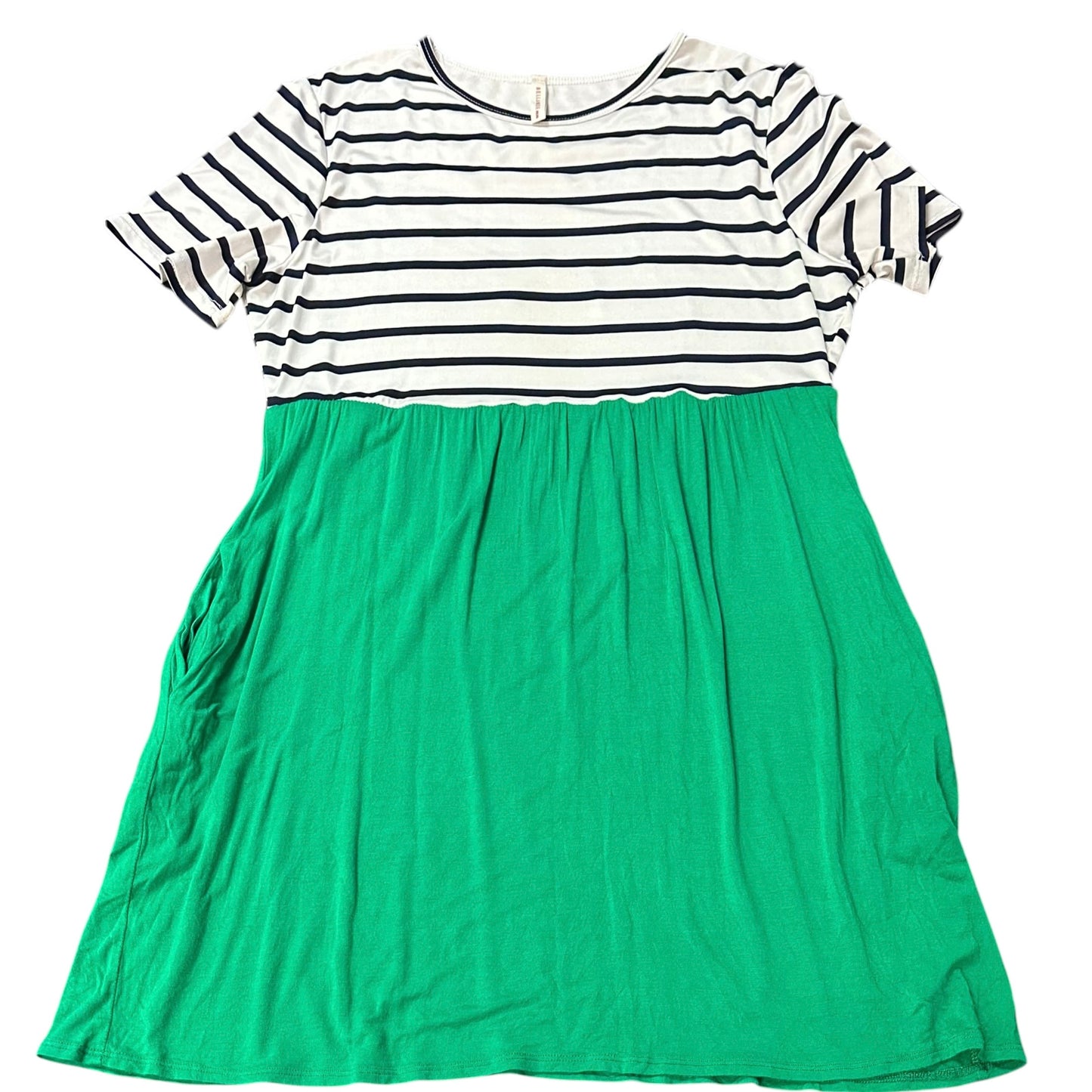BELLAMIE NAVY WHITE STRIPED GREEN DRESS 268 XL *WW
