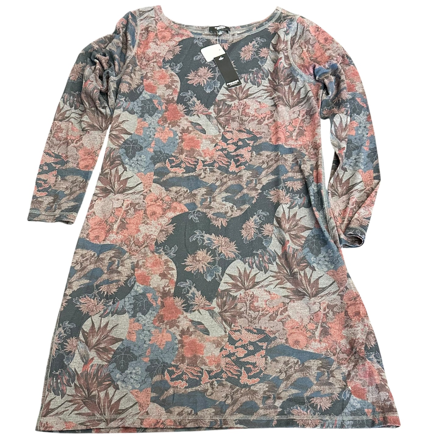 PREMISE NAVY GRAY FLORAL KNIT TUNIC DRESS NWT 26 LARGE