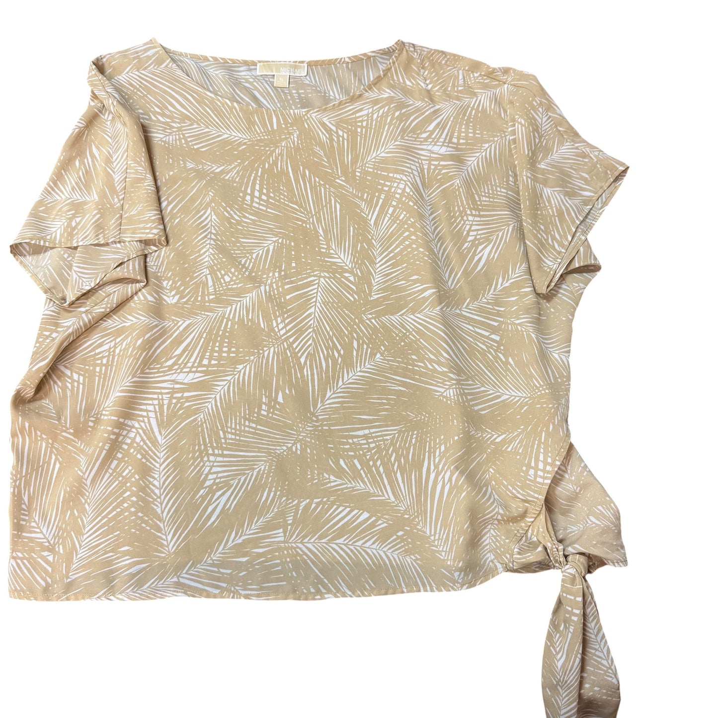 MICHAEL KORS KHAKI PALM TREE SHORT SLEEVE BLOUSE 262 XL