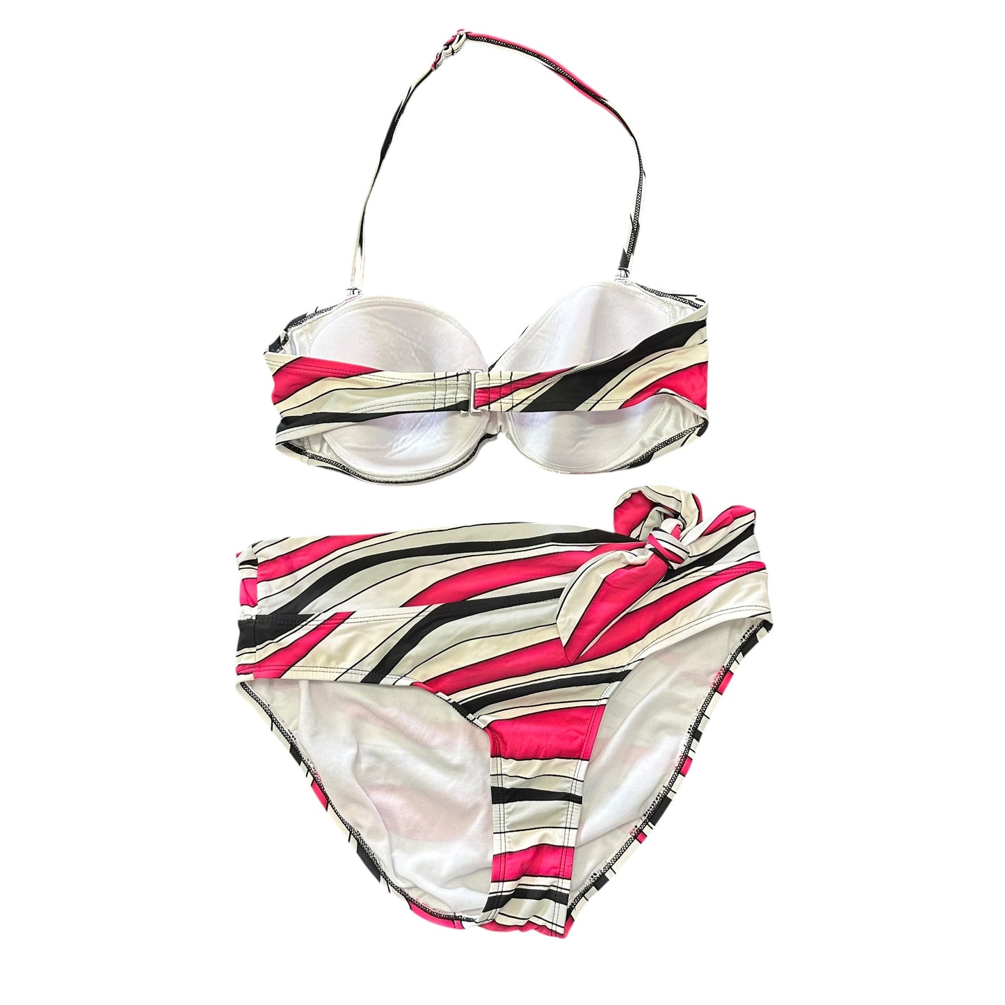 WHBM BIKINI STRIPED PINK BLACK WHITE 262 MEDIUM