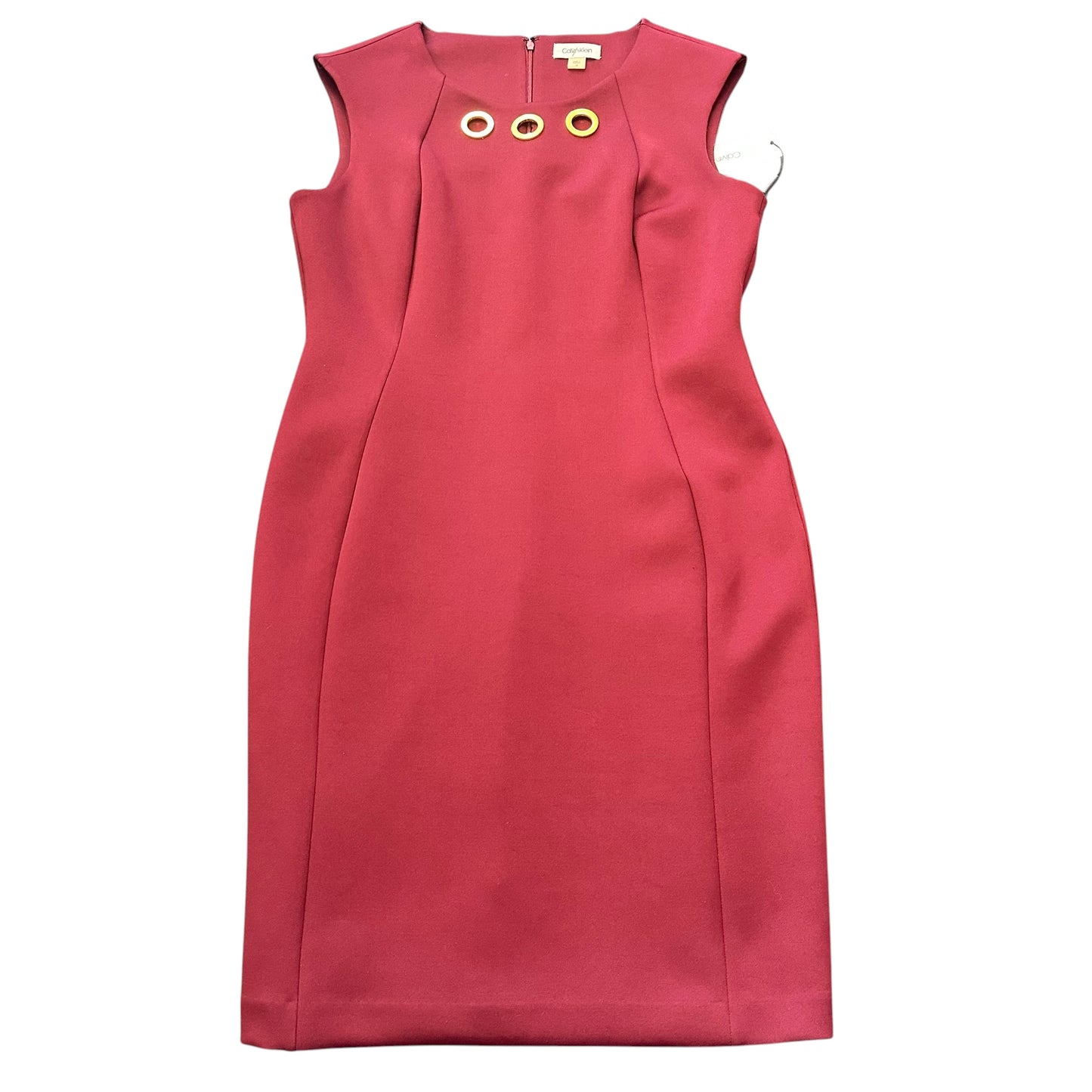 CALVIN KLEIN MAROON GOLD HARDWARE DRESS NWT 100 SZ 14