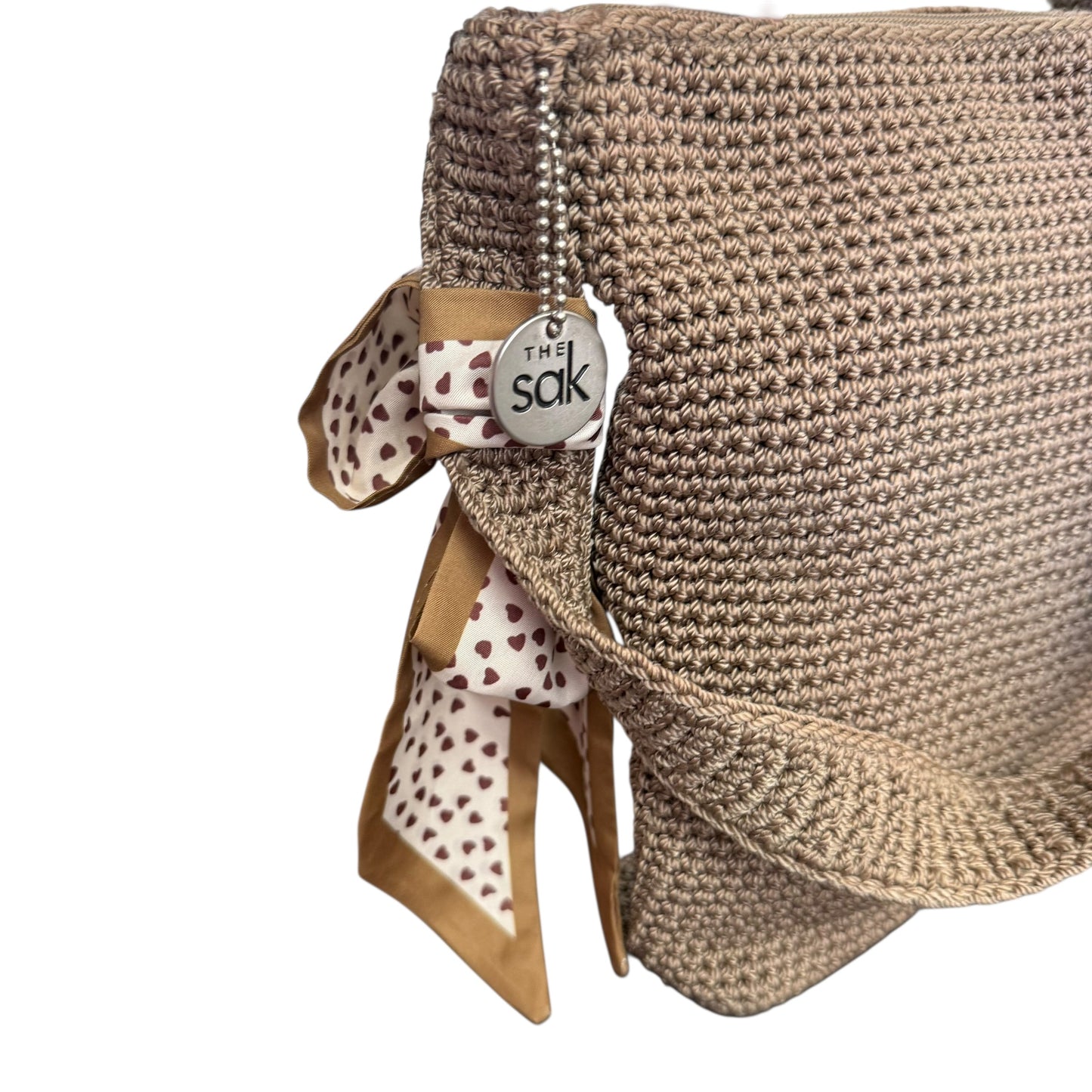 VINTAGE CROCHET THE SAK HOBO BROWN TAUPE BAG 258 OS