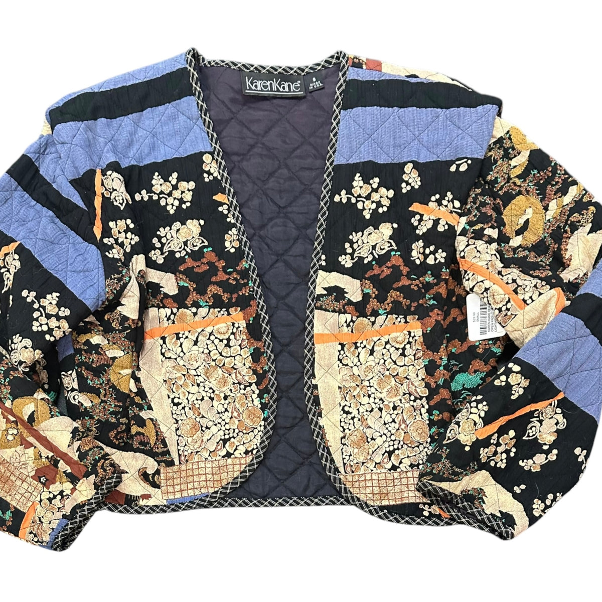 KAREN KANE QUILTED OPEN FRONT VINTAGE LIGHTWEIGHT JACKET 100 SMALL