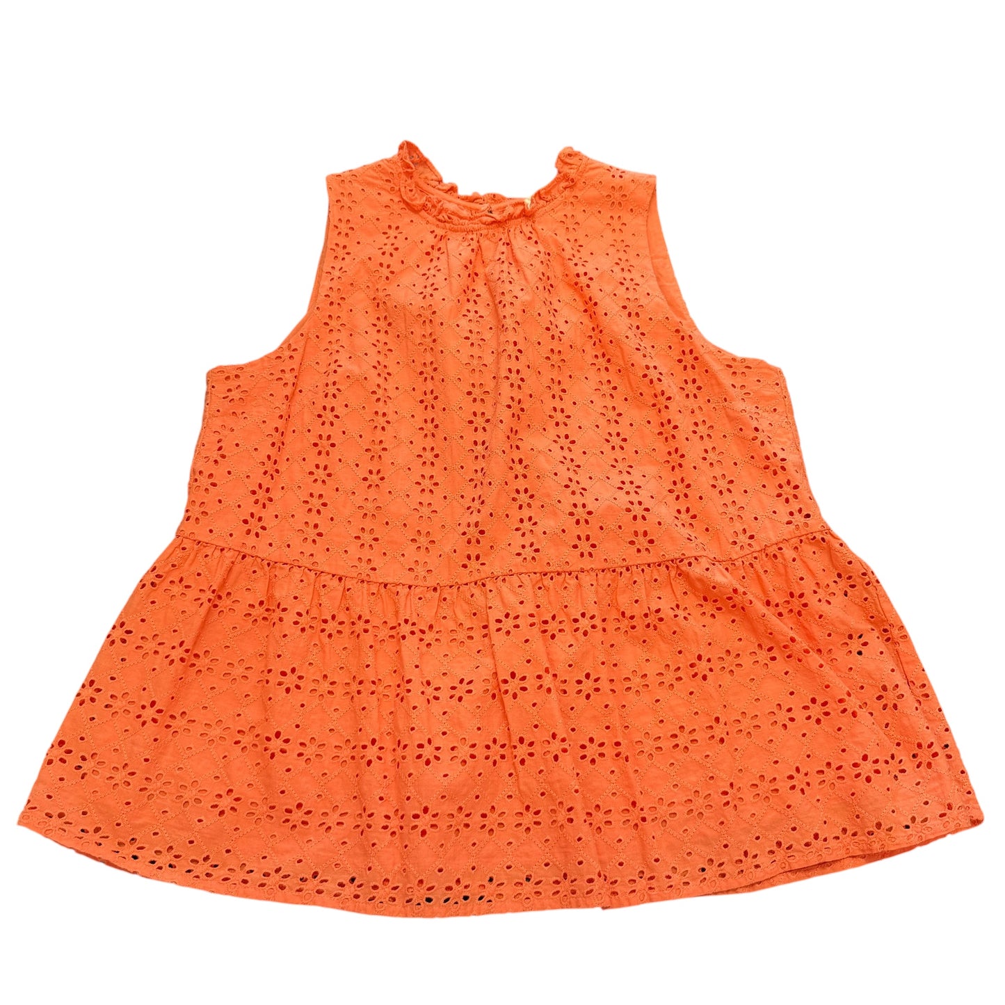 LOFT ORANGE CORAL PEPLUM EYELET BLOUSE 164 LARGE