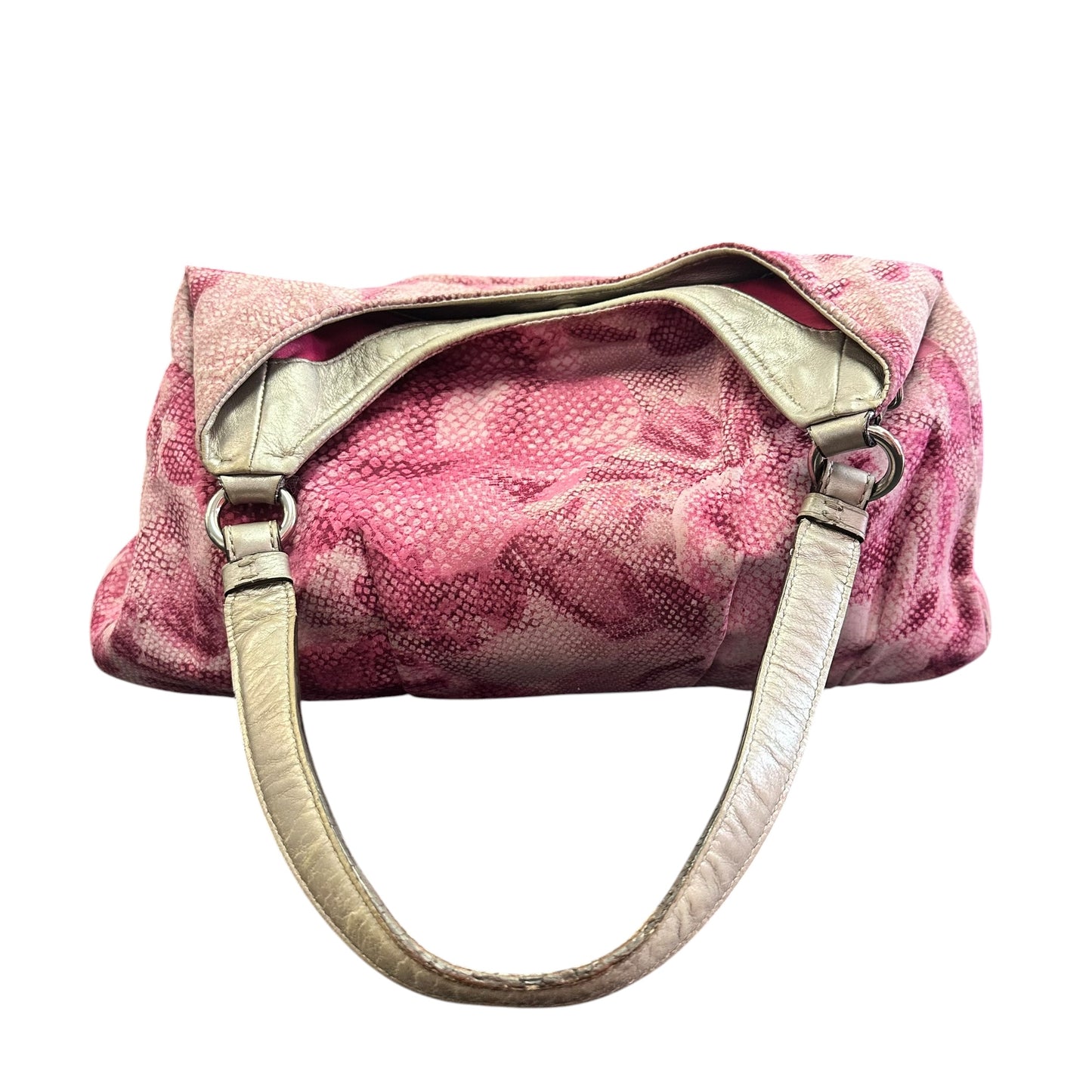 COACH MADISON MAGGIE SHOULDER BAG PINK FLORAL SILVER LEATHER 258 GUC