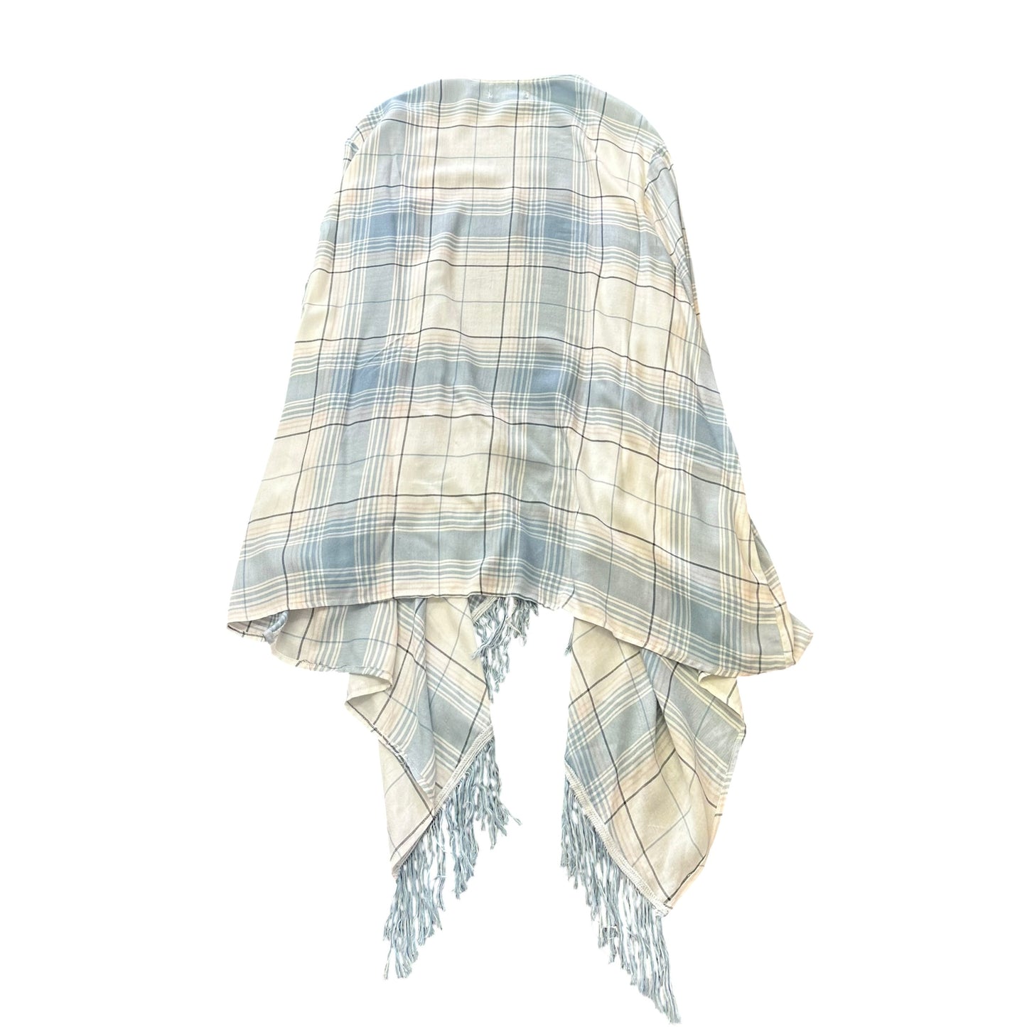TORRID LIGHT BLUE WHITE PLAID FRINGE TRIM CARDIGAN 219 2XL