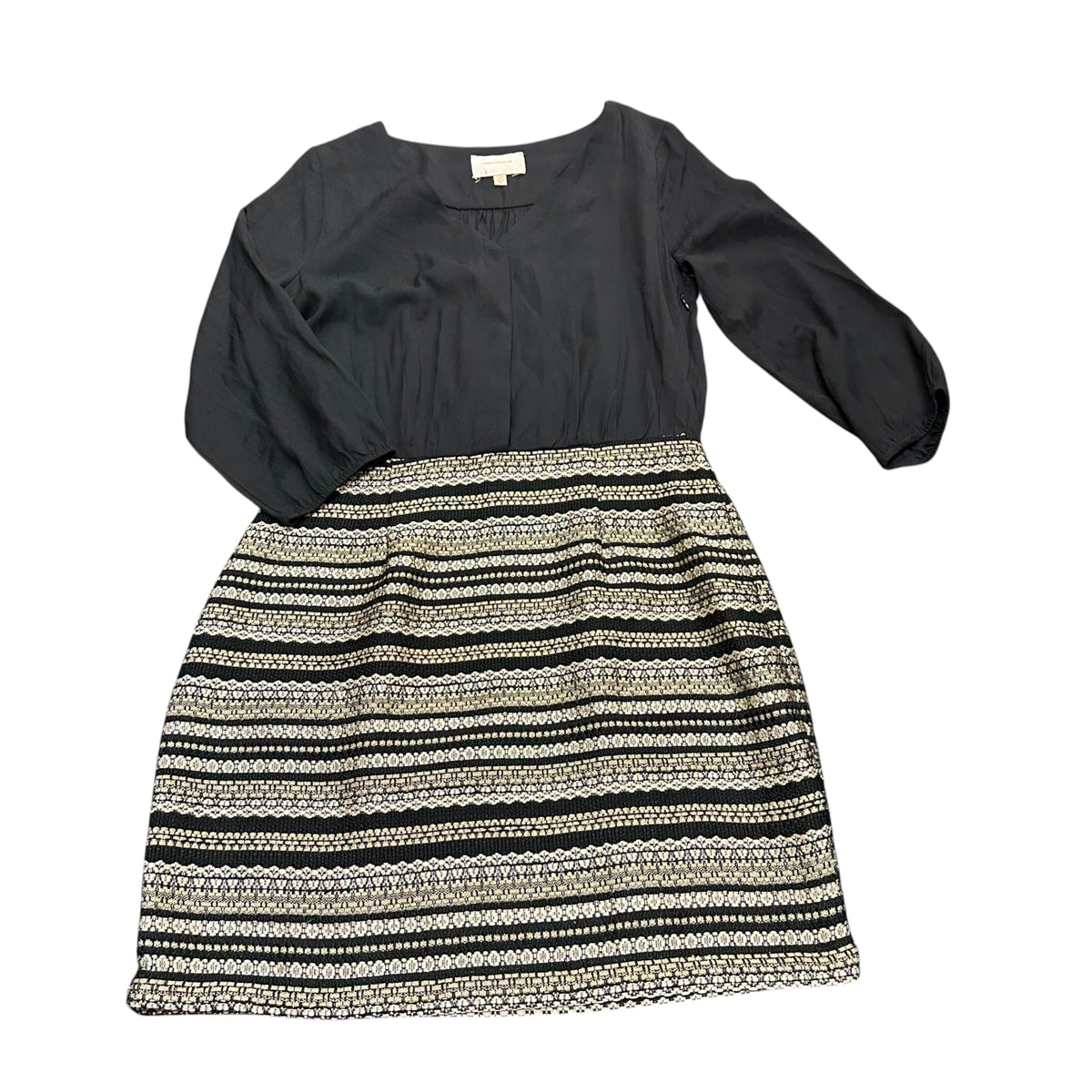 SKIES ARE BLUE BLACK GOLD METALLIC DRESS 262 MEDIUM