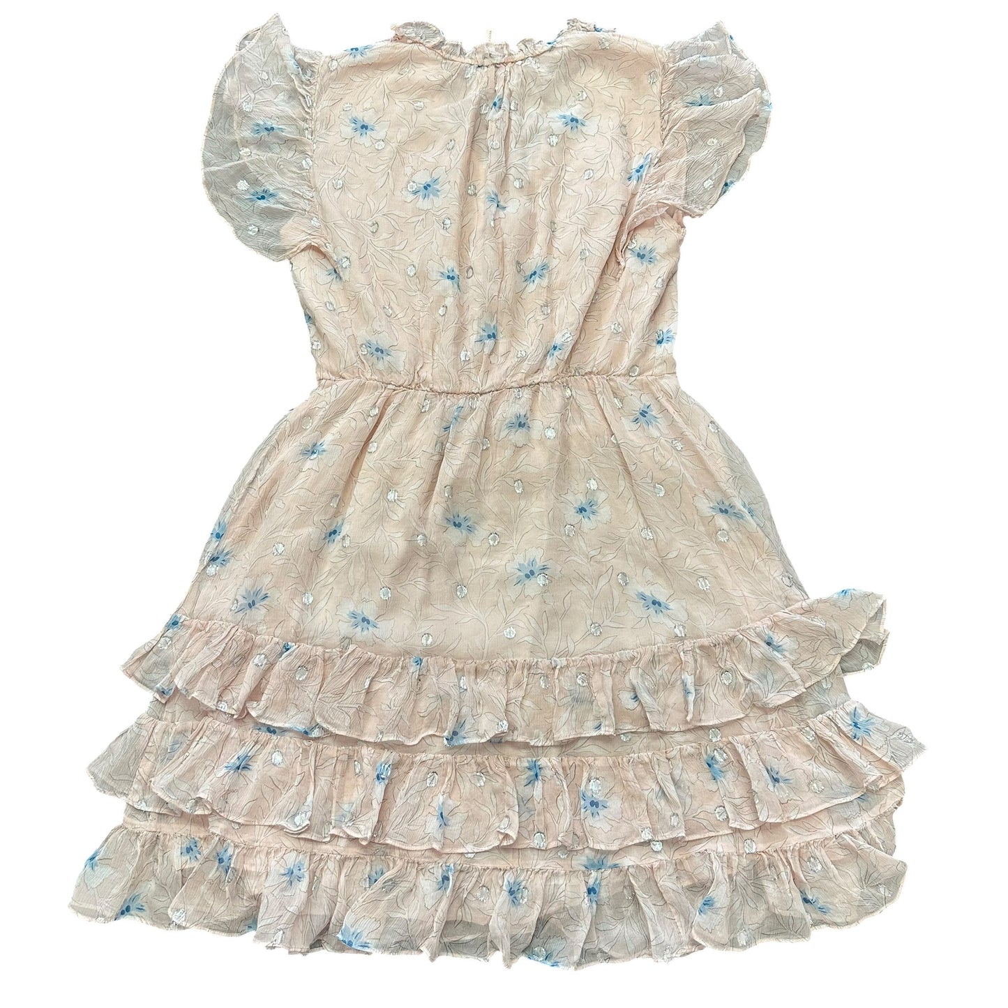 REBECCA TAYLOR LIGHT PINK FLORAL DRESS RUFFLE 100 XS