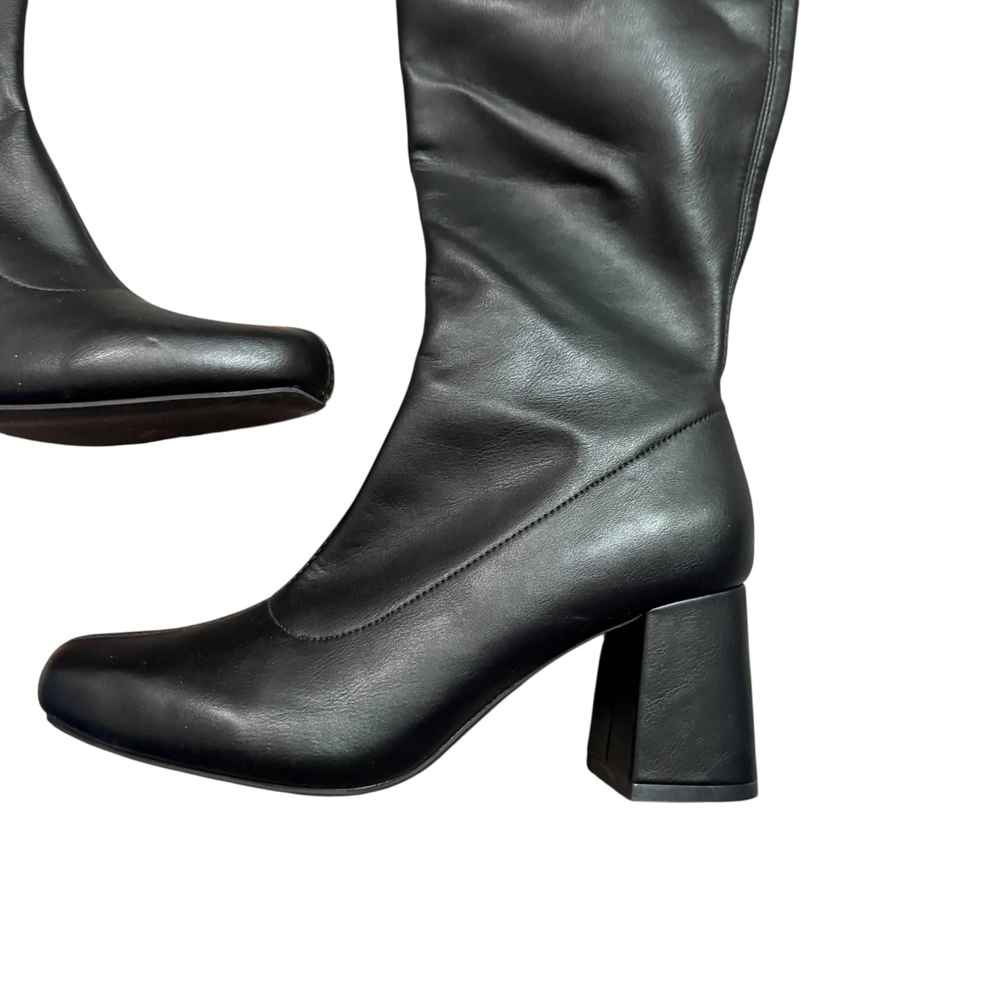 DREAM PARIS BLACK FAUX LEATHER KNEE HIGH BOOTS 251 SZ 8