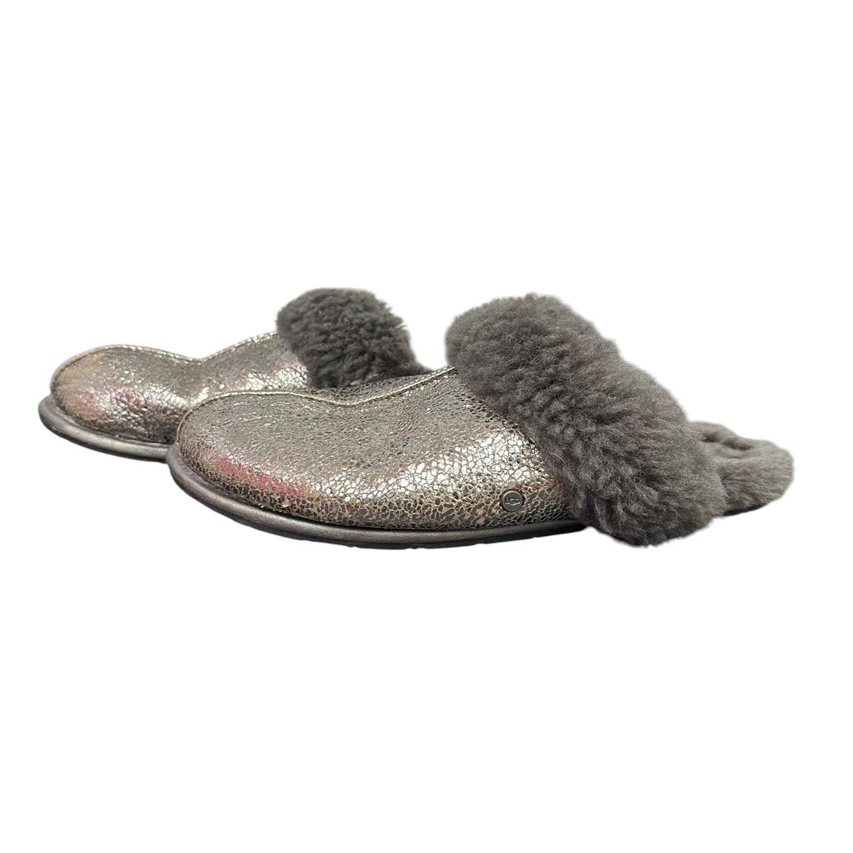 UGG SCUFFETTE METALLIC SILVER SLIPPERS 143 SZ 9