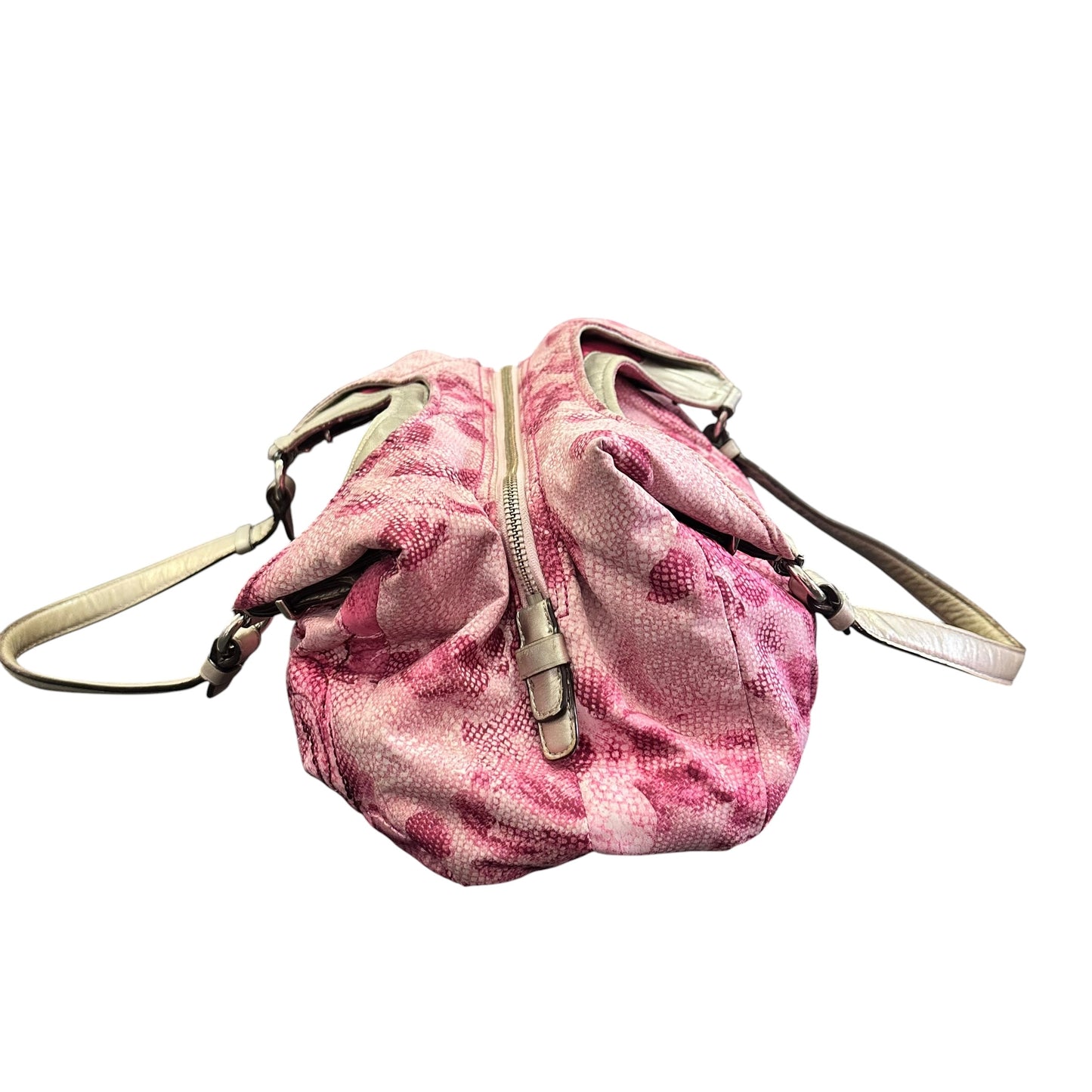 COACH MADISON MAGGIE SHOULDER BAG PINK FLORAL SILVER LEATHER 258 GUC