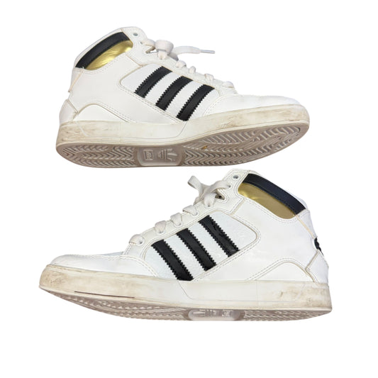 ADIDAS HARD COURT HIGH WHITE BLACK GOLD SNEAKERS 100 SZ 6