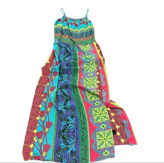 HALE BOB MAXI DRESS MULTICOLOR 100% SILK 100 SMALL