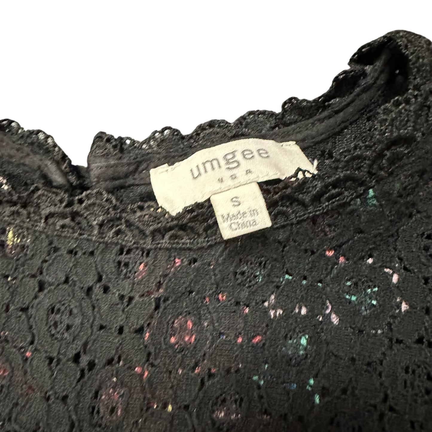 UMGEE BLACK LACE EMBROIDERED DRESS 100 SMALL