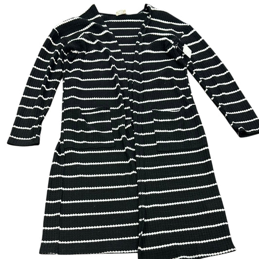 BIBI BLACK WHITE STRIPED WAFFLEKNIT CARDIGAN 234 MEDIUM