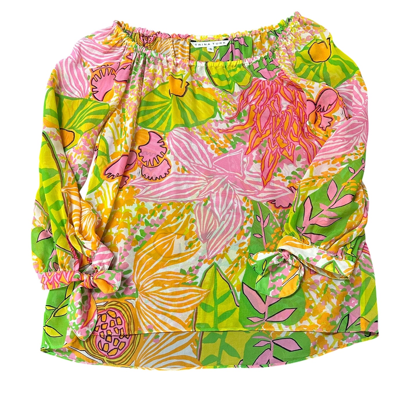 TRINA TURK SEMI SHEER COLORFUL BLOUSE 282 SMALL