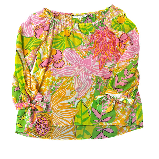 TRINA TURK SEMI SHEER COLORFUL BLOUSE 282 SMALL