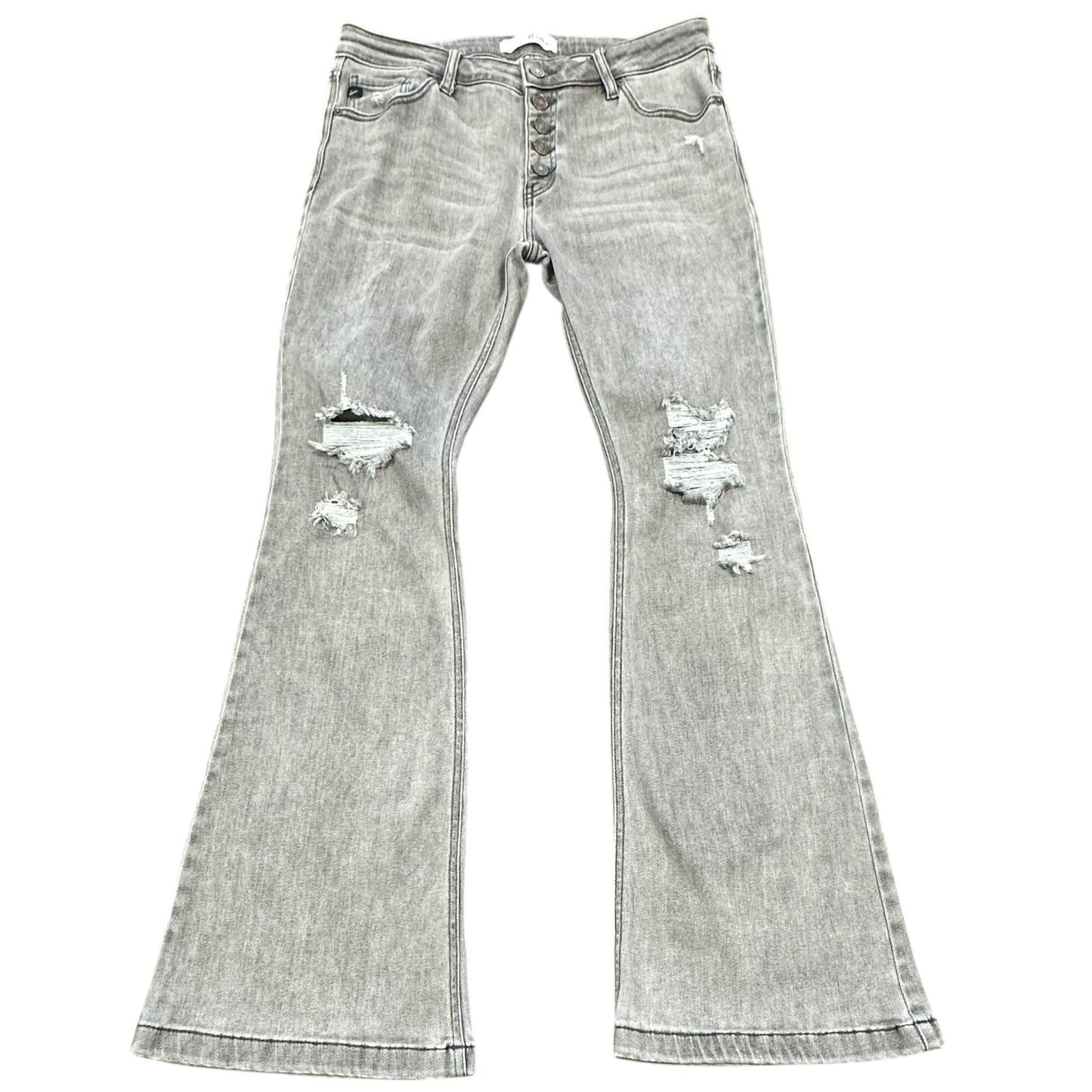 KANCAN BUTTON FLY FLARE GRAY JEANS 100 SZ 13/30