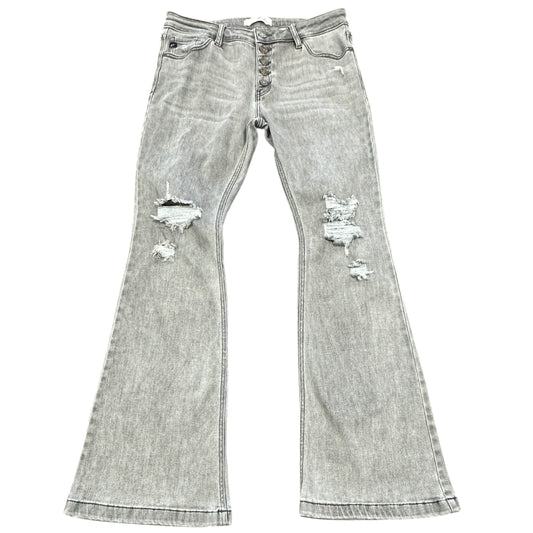 KANCAN BUTTON FLY FLARE GRAY JEANS 100 SZ 13/30