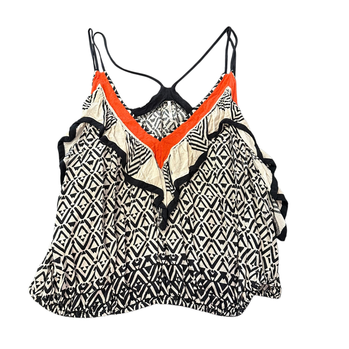 FREE PEOPLE ANIKA RUFFLE CAMI V NECK BLOUSE 276 LARGE