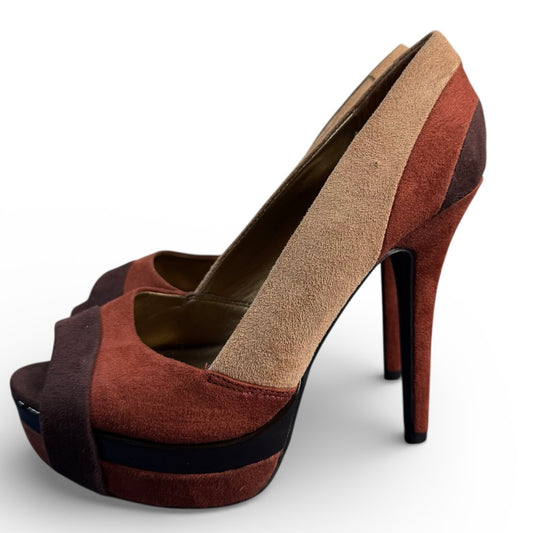 COLORBLOCK PLATFORM PUMPS FAUX SUEDE NEW SZ 5
