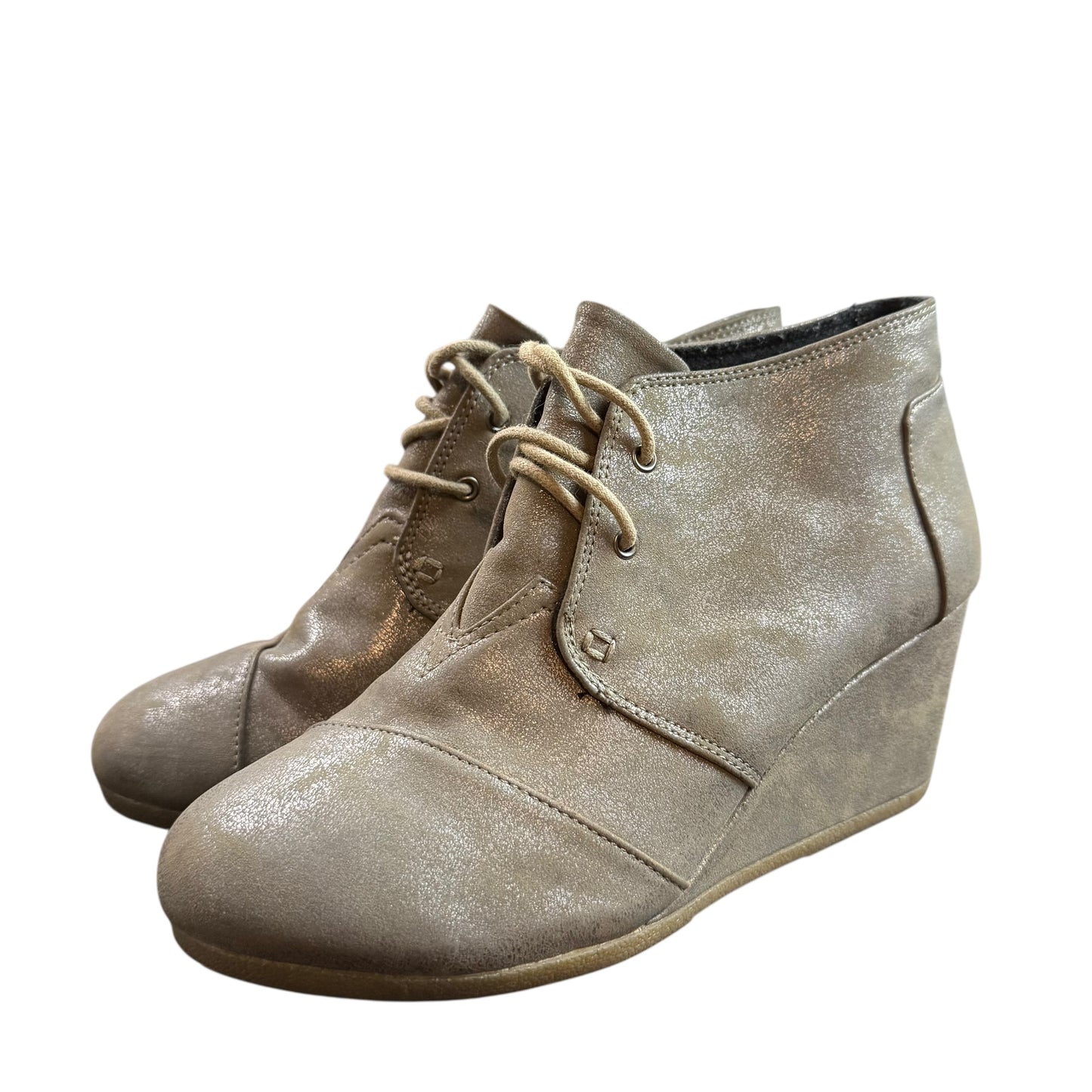 TOMS DESERT WEDGES GUNMETAL METALLIC 227 SZ 8