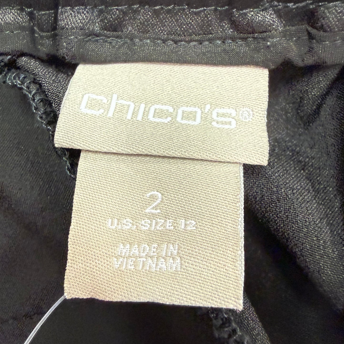 CHICOS SATIN BLACK PULL ON PANTS 11 SZ 12
