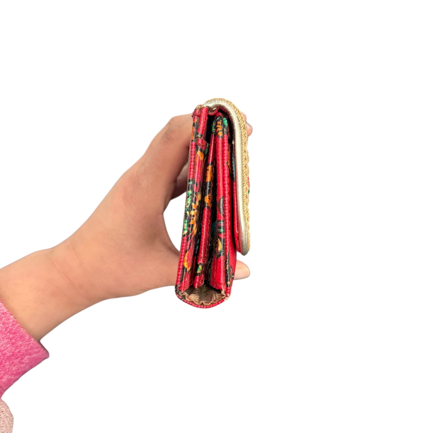 THE SAKROOTS ARTIST CIRCLE TRIFOLD WALLET RED FLORAL 258 OS