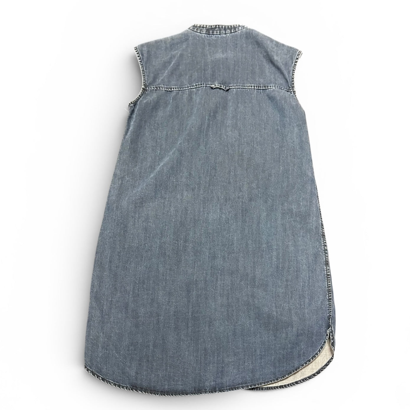 EILEEN FISHER BLUE DENIM CHAMBRAY BUTTON UP SHIFT DRESS 100 XS