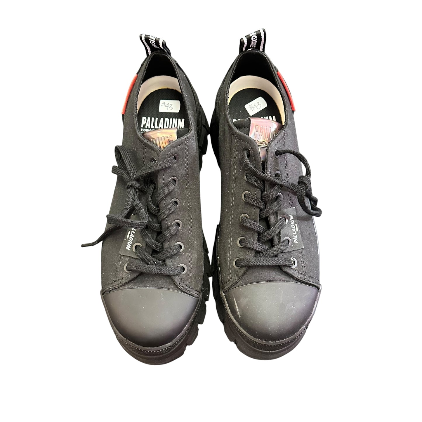 PALLADIUM REVOLT LO TX PLAFORM SNEAKER BLACK CANVAS 43 NWOB SZ 7.5