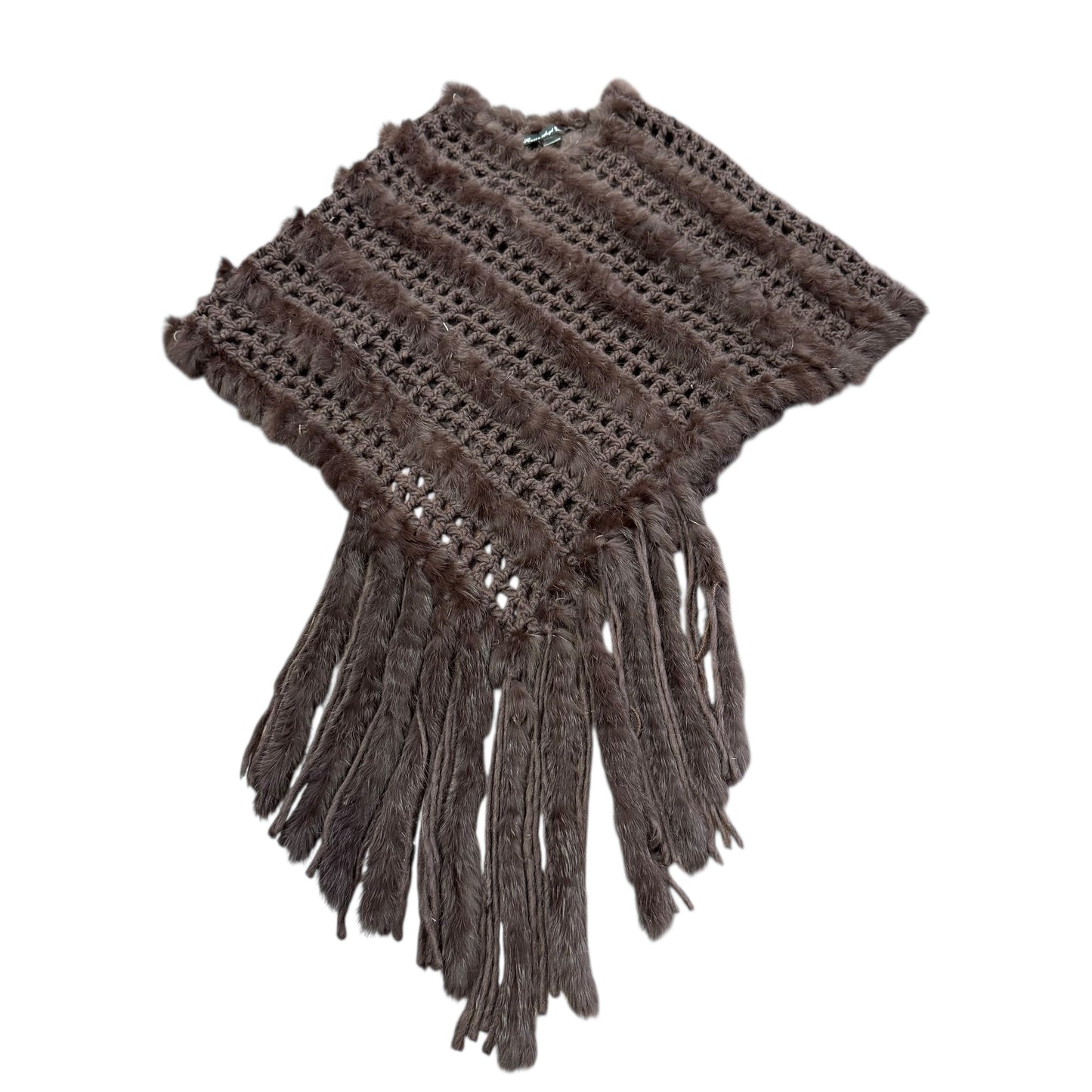 BROWN WOVEN FAUX FUR SCARF SHAWL FRINGE TRIM 100 ONE SIZE