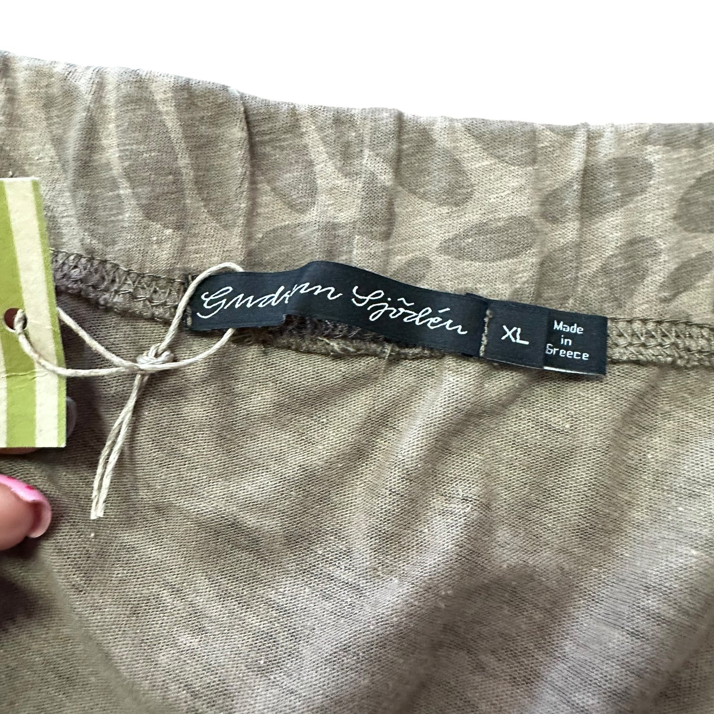 GUDRUN SJODEN BROWN PRINTED LINEN SKIRT NWT 100 XL