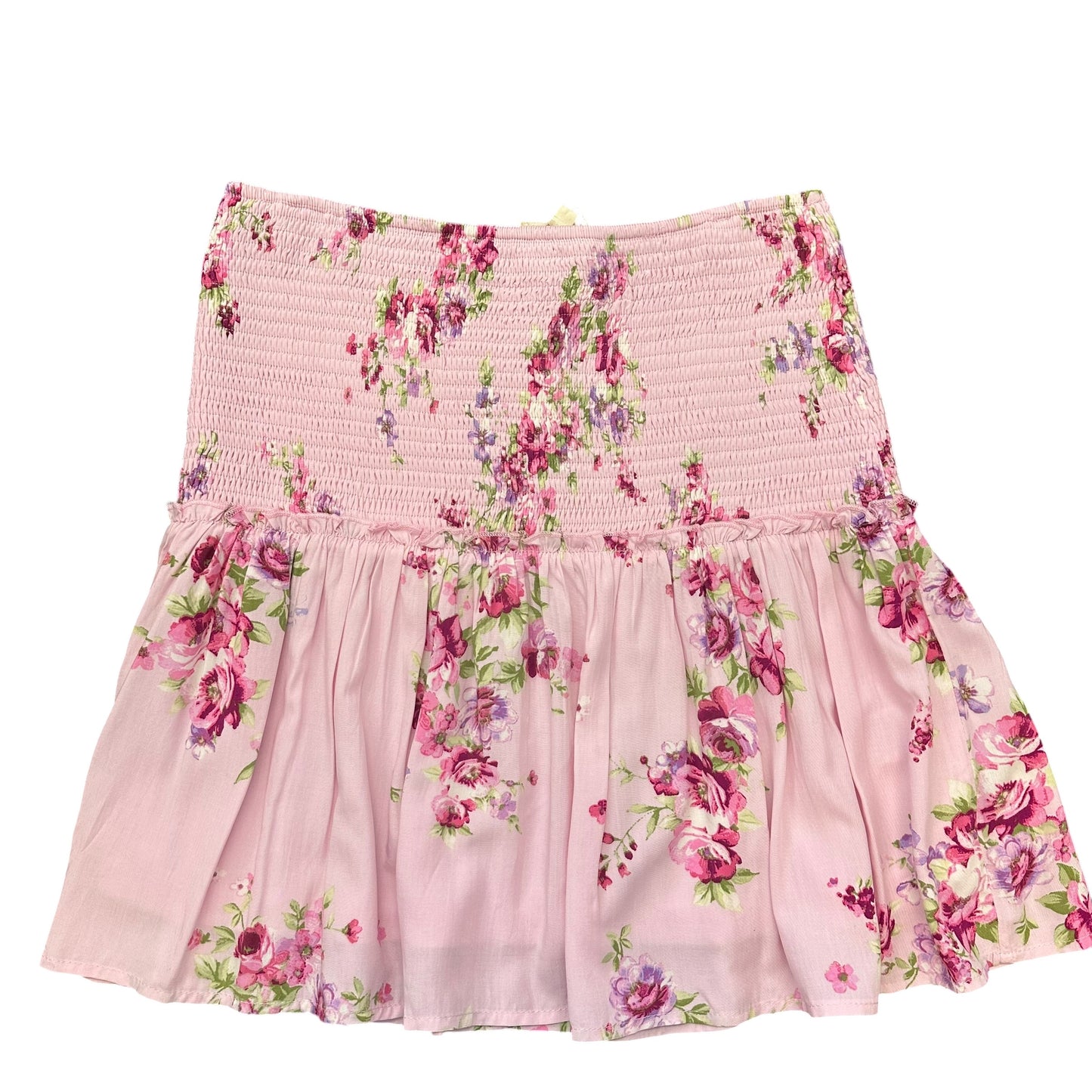 LISTICLE FLORAL PINK PRINT SMOCKED TIERED SKIRT NWT 258 LARGE