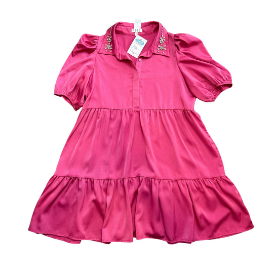 TCEC PINK TIERED SATIN DRESS 100 LARGE NWT $59