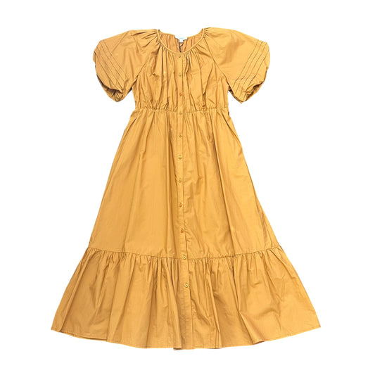 A LOVES A GOLD MIDI DRESS PUFF SLEEVES 100 XS
