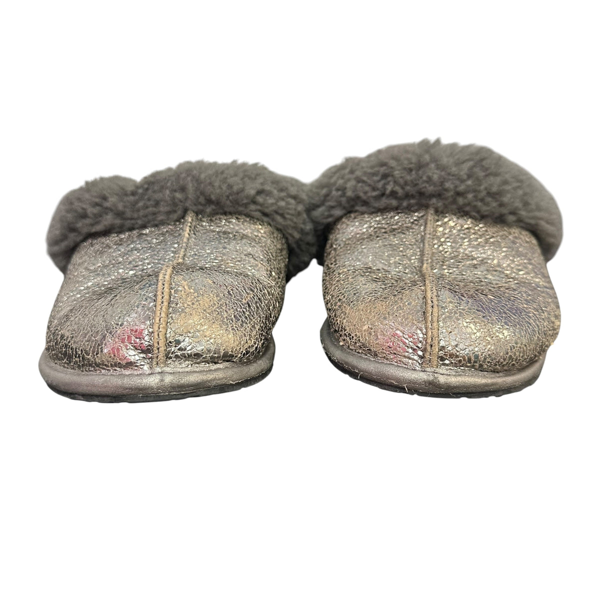 UGG SCUFFETTE METALLIC SILVER SLIPPERS 143 SZ 9