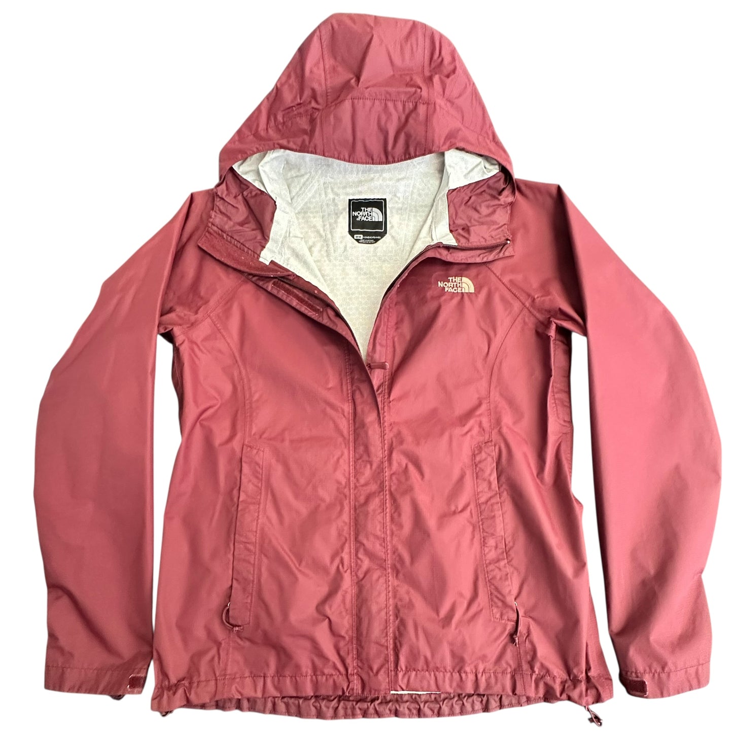 THE NORTH FACE WOMENS MAROON WINDBREAKER HOODED JACKET 100 MEDIUM