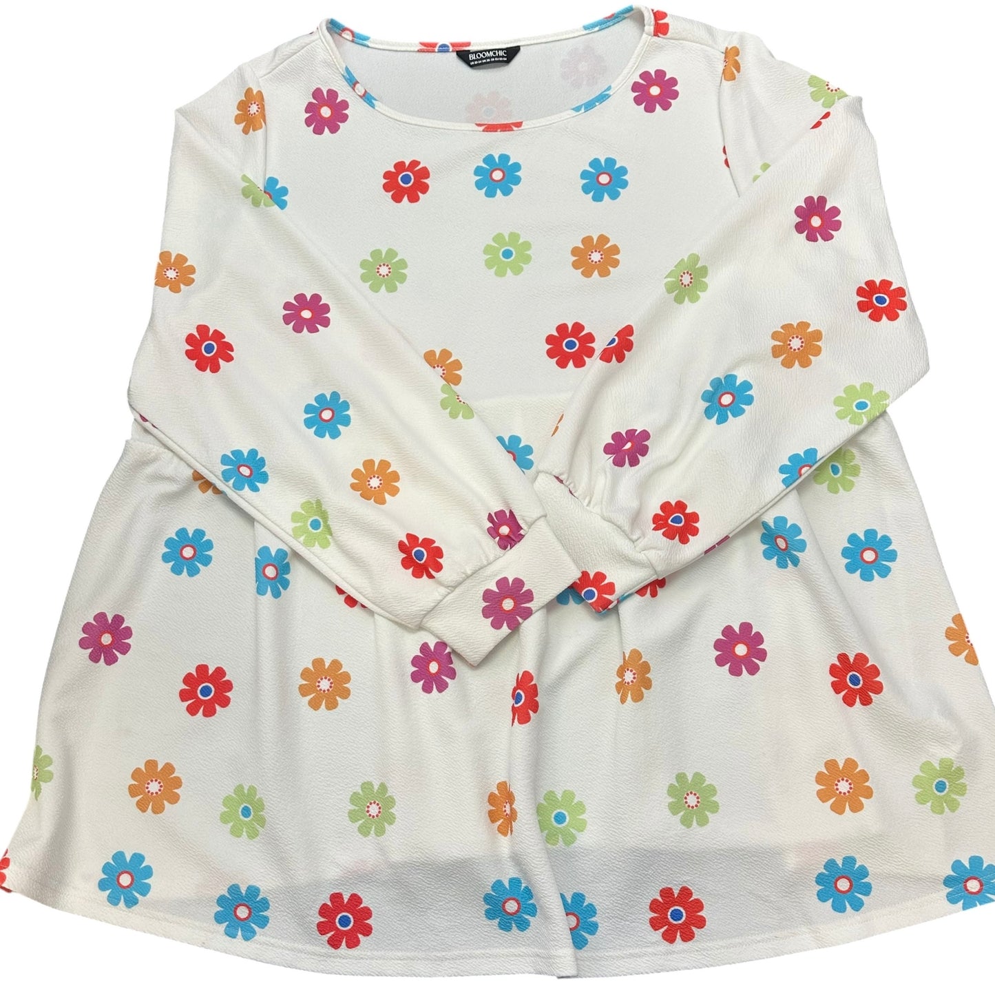 BLOOMINGCHIC WHITE COLORFUL FLORAL BLOUSE 100 SZ 22/24