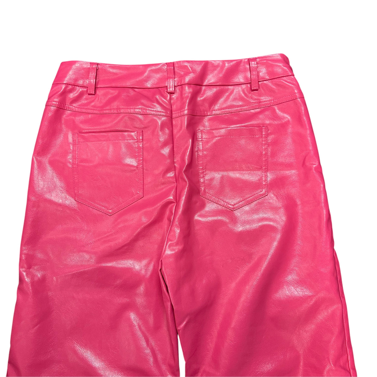 GLAM PINK FAUX LEATHER WIDE LEG PANTS 100 LARGE 10