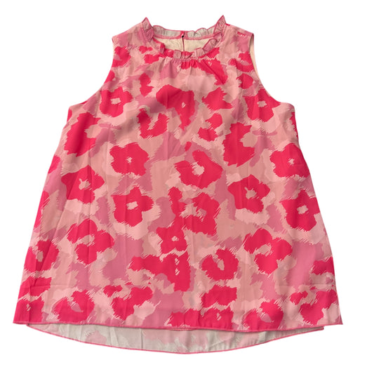 PINK ANIMAL PRINT BLOUSE W RUFFLE NECK 124 MEDIUM