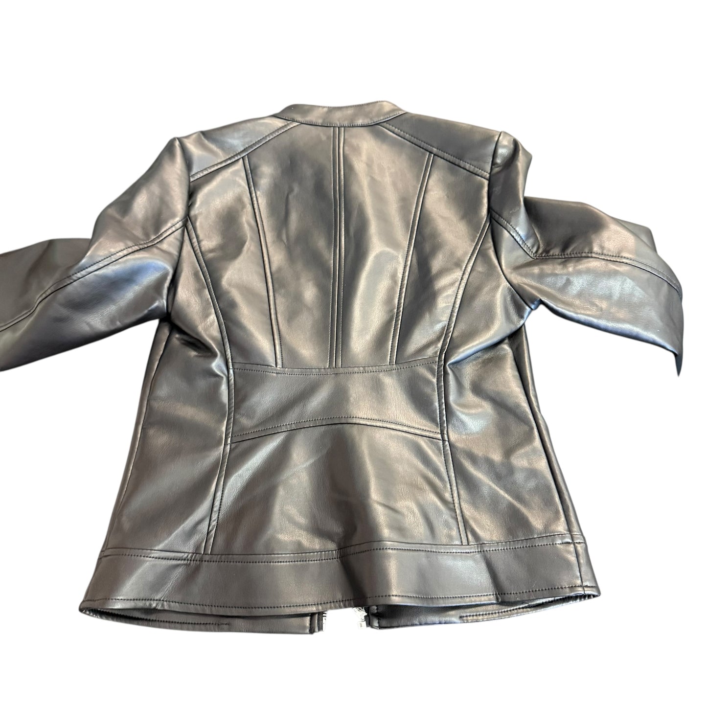 KARL LAGERFELD BLACK FAUX LEATHER MOTO JACKET 143 SMALL