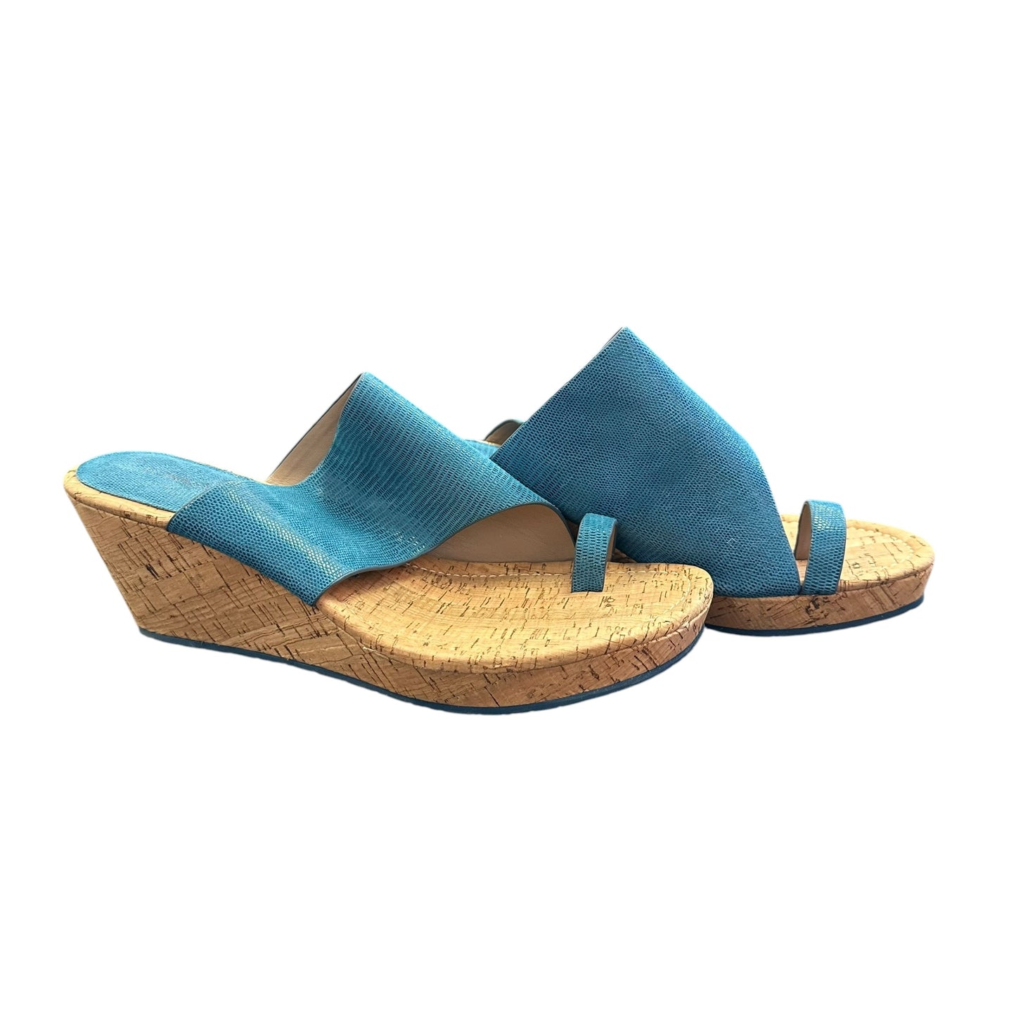 DONALD PLINER GYER BLUE CORK PLATFORM SANDALS 276 SZ 10