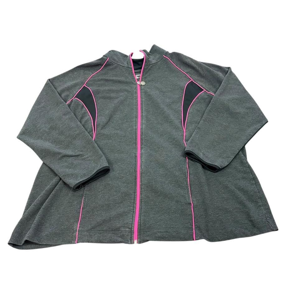 CATHERINES DARK GRAY PINK FULL ZIP JACKET 227 3XL