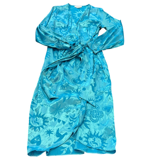 NEVER FULLY DRESSED BLUE WRAPPED SATIN DRESS 26 SZ 8