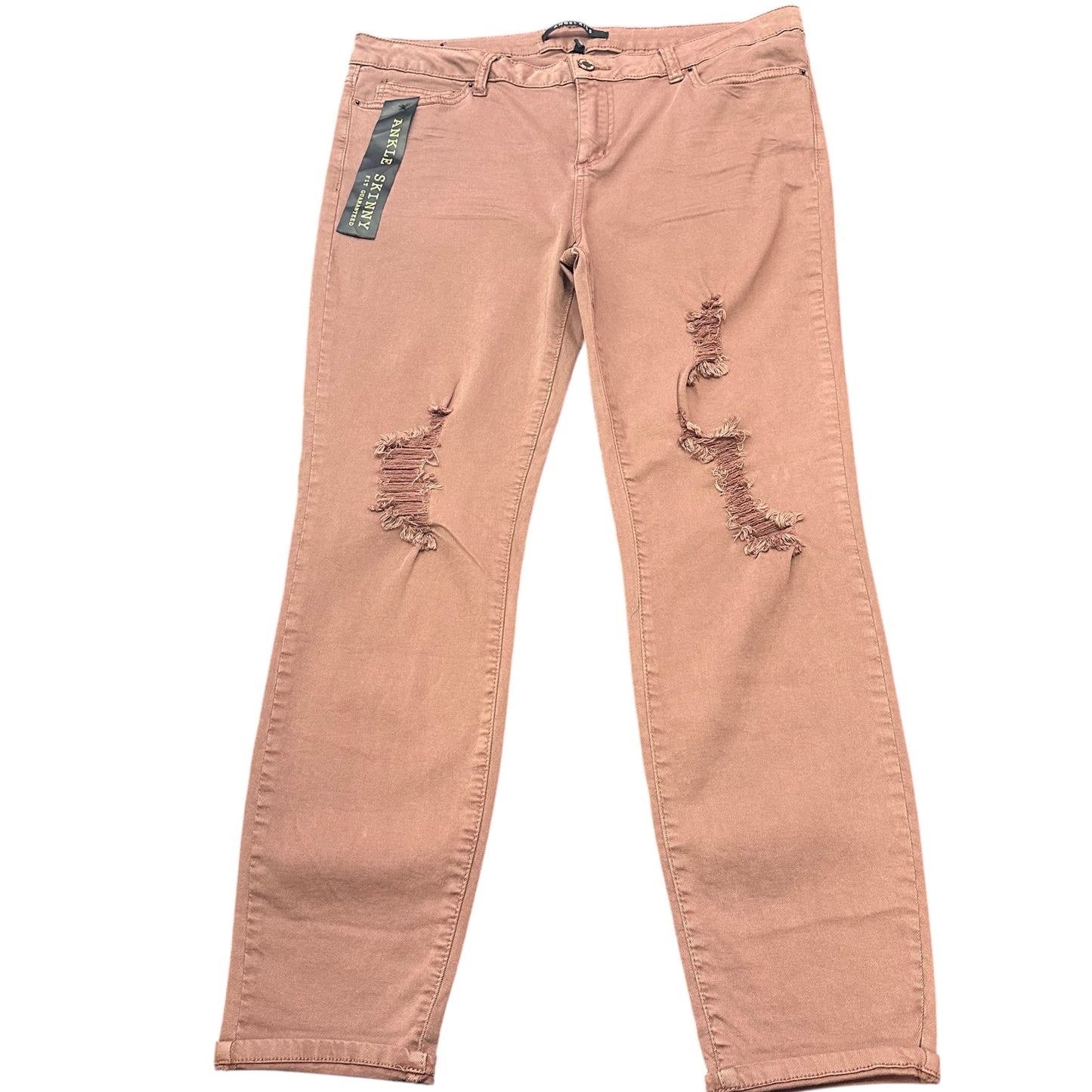 BROWN DISTRESSED PANTS NWT SKINNY MIDRISE 160 SZ 16/17