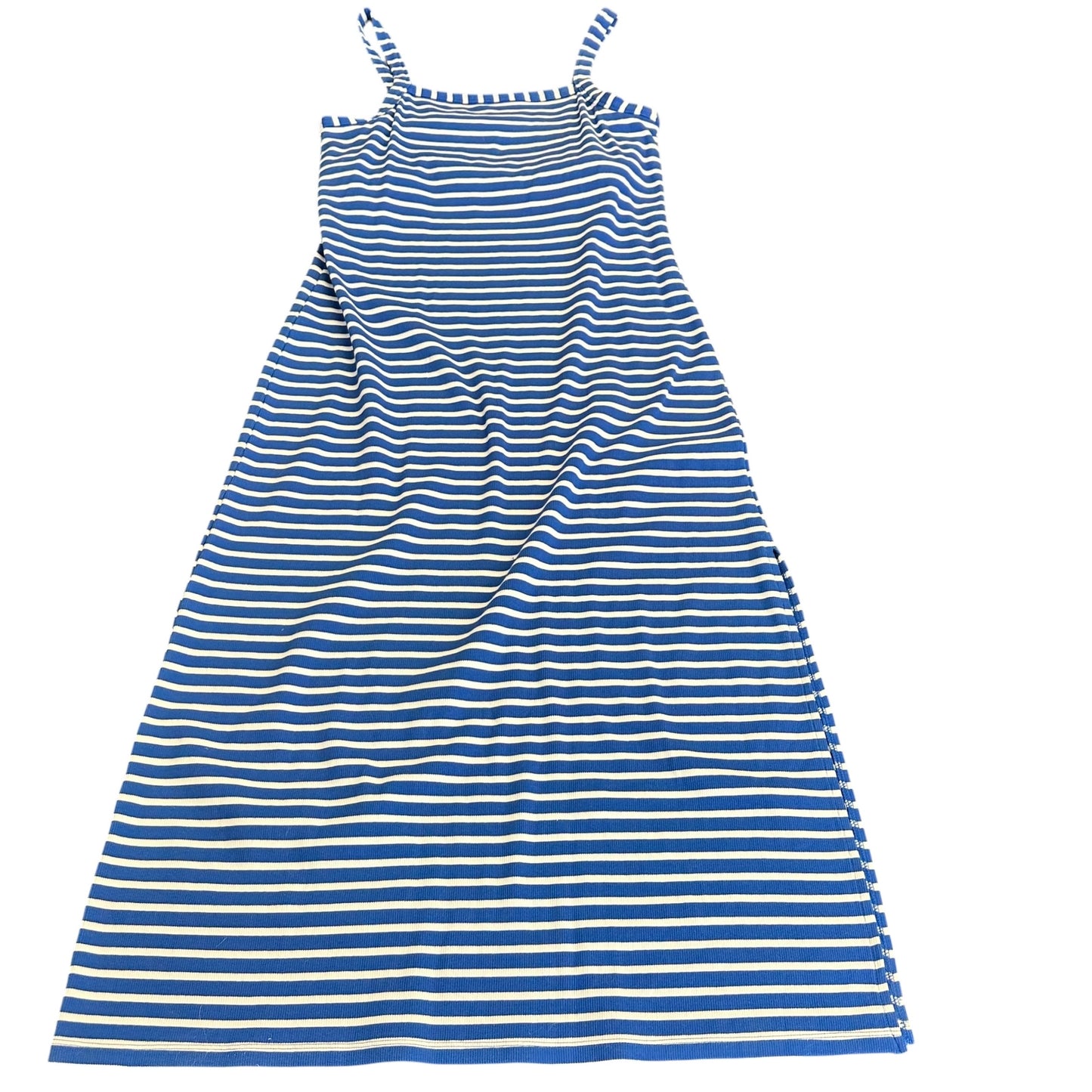 LOFT BLUE WHITE STRIPED DRESS BUILT IN BRA 256 SZ 8