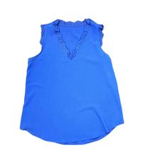 BLUE LACE TRIM SLEEVELESS TOP - XL - 62